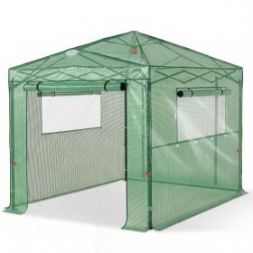8*6ft Plastic Sprayed Iron Pipe PE Mesh Foldable Greenhouse Shed Green