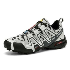 Men Hiking Shoes Climbing Male Sports Shoes Work Safety Toe Tactical Non-Slip Durable Trekking Sneakers Mens Footwear (Option: LIGHT GREY-39)