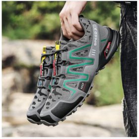 Men Hiking Shoes Climbing Male Sports Shoes Work Safety Toe Tactical Non-Slip Durable Trekking Sneakers Mens Footwear (Option: Dark gray camouflage-43)