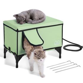 Elevated Heated Cat House, Cuboid Kitty Shelter with Adjustable Temperature and Timer (Model: Medium, Type: Rectangular)